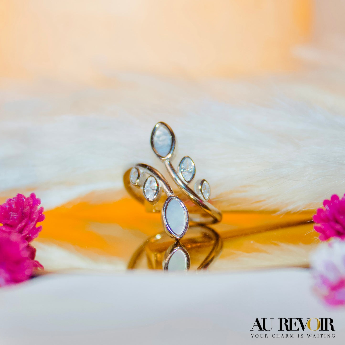 MOON STONE - ADJUSTABLE RING (925 PURE SILVER)