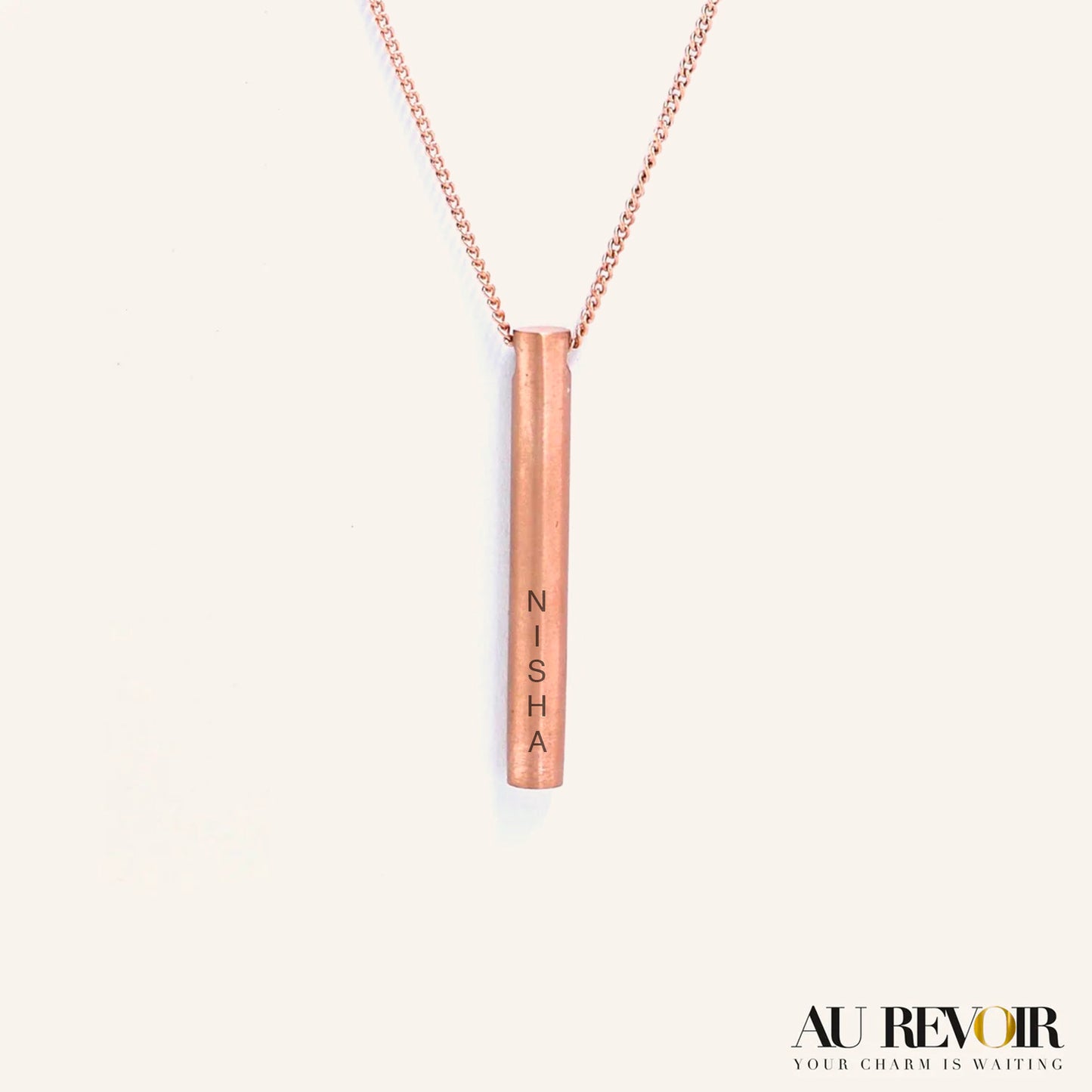 PERSONALISED CYLINDER PENDANT (ROSE GOLD)