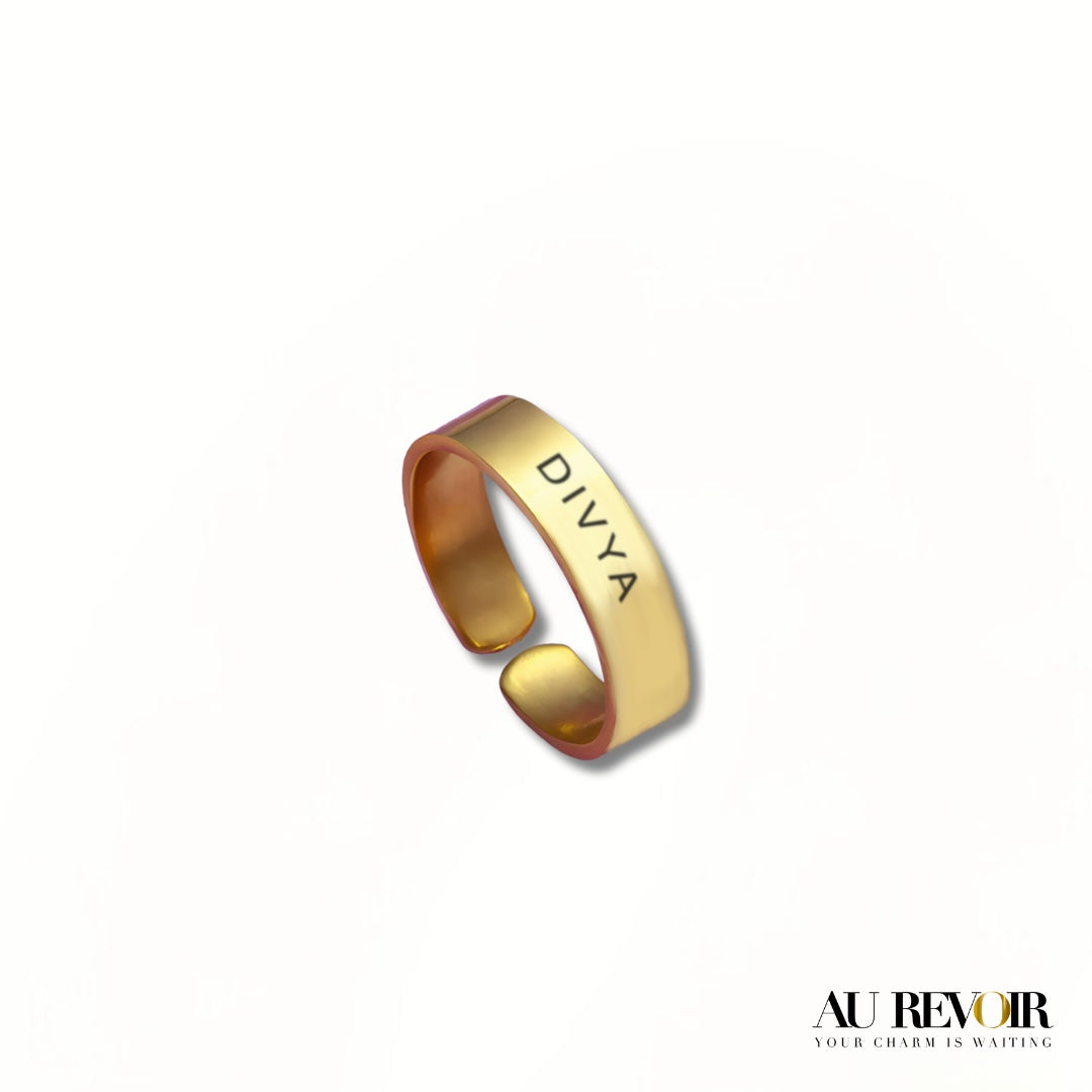 ADJUSTABLE PERSONALISED NAME RING (BLACK)