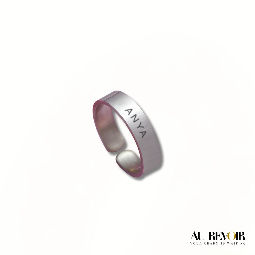 ADJUSTABLE PERSONALISED NAME RING (BLACK)