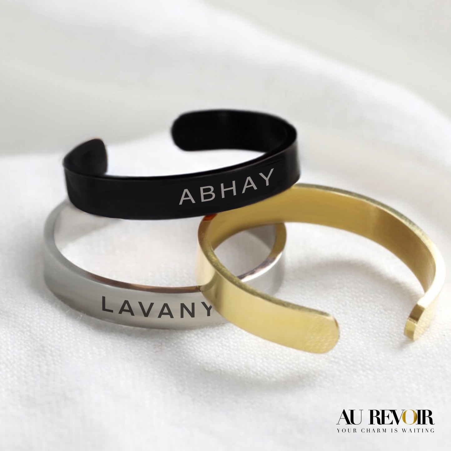 ADJUSTABLE PERSONALISED NAME RING (BLACK)