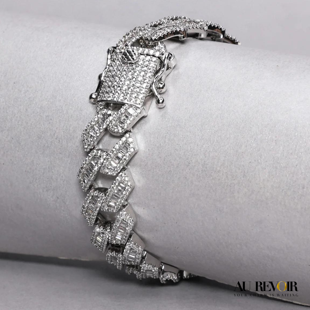 Cuban shops Link Iced Out Bracelet Silver