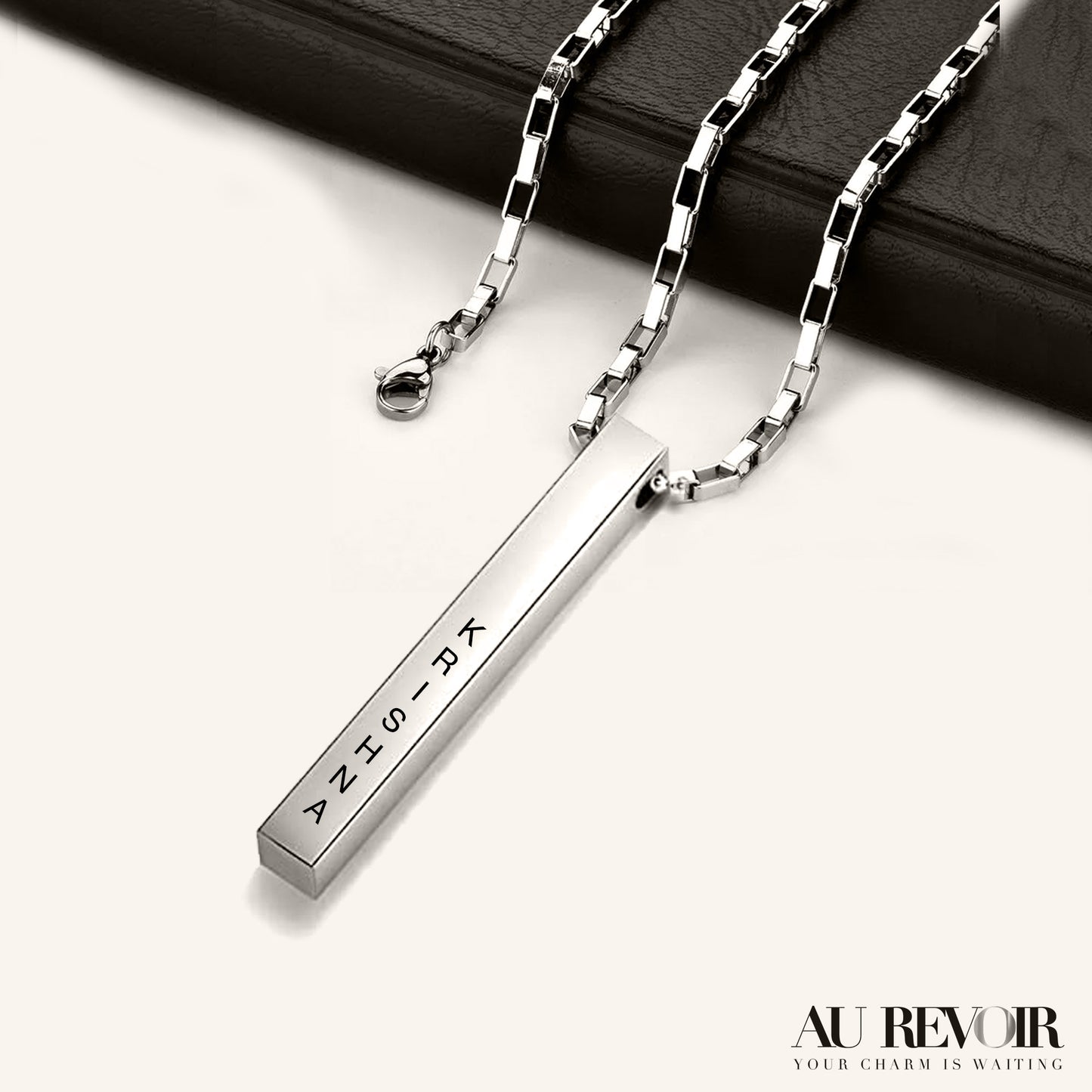 Silver necklace block chain pendant stainless steel jewelry personalised name custom engraving fashion accessories