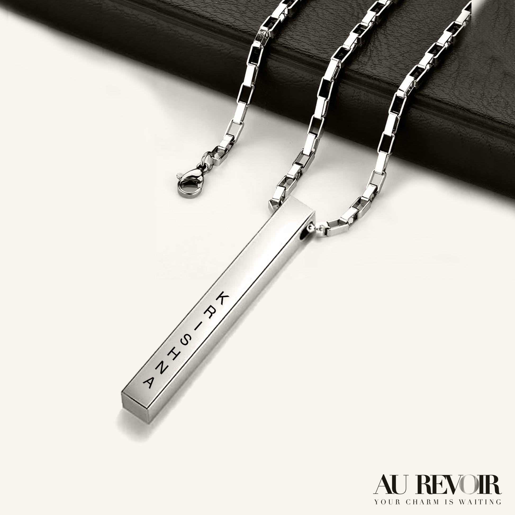 Silver necklace block chain pendant stainless steel jewelry personalised name custom engraving fashion accessories