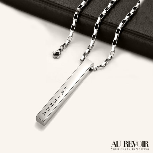 Silver necklace block chain pendant stainless steel jewelry personalised name custom engraving fashion accessories