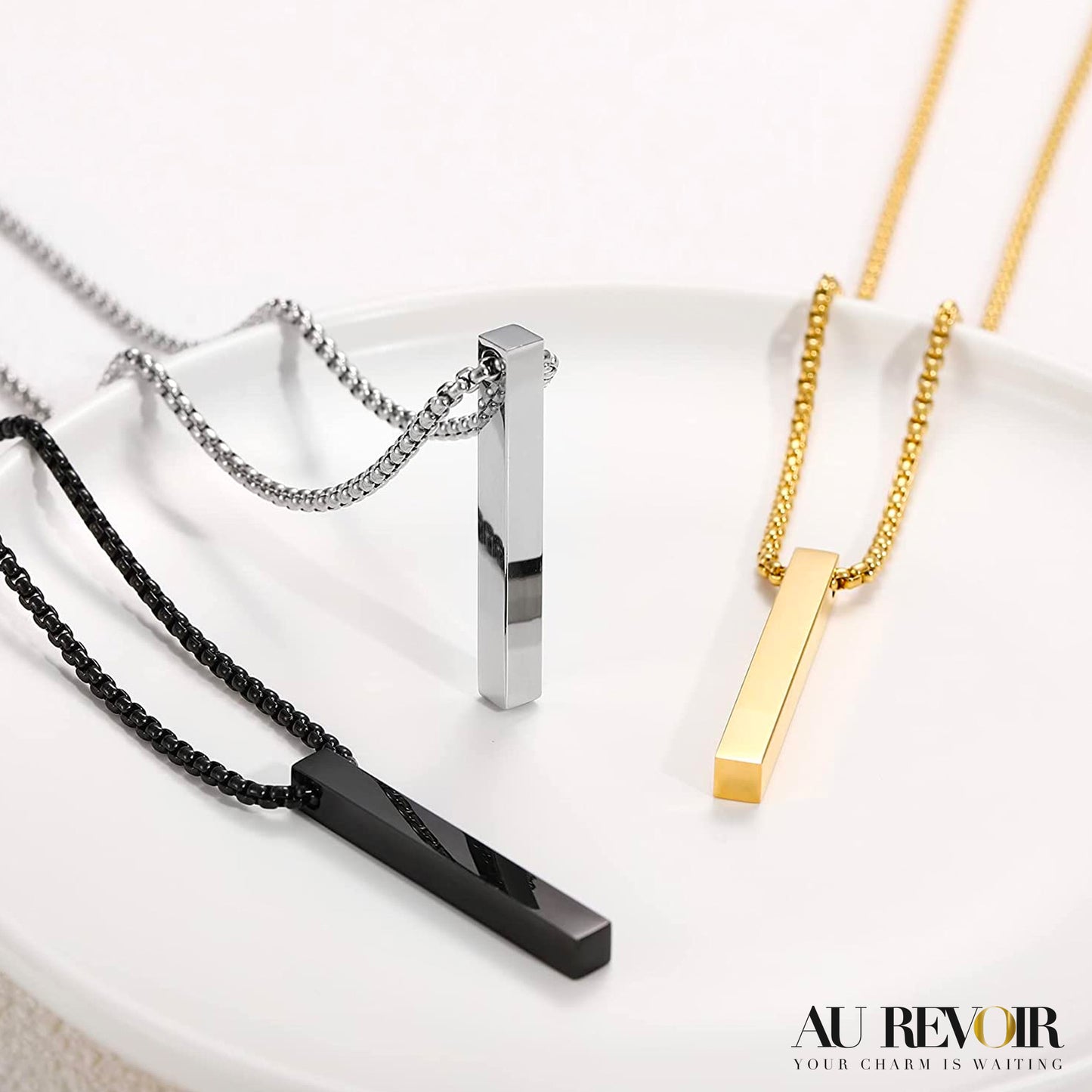 Personalised cube pendant necklace cuboid necklace stainless steel custom name engraving gold cube pendant necklace silver cube pendant rose gold cube pendant