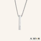 Silver pendant cube pendant rectangle necklace with custom name engraving stainless steel jewelry trending product shiny jewelry mini name engraved