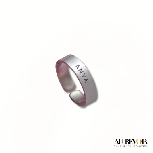 ADJUSTABLE PERSONALISED NAME RING (SILVER)