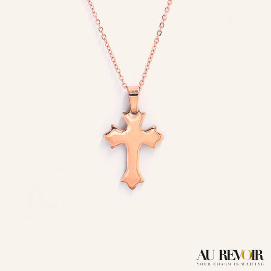 CROSS PENDANT WITH CHAIN (ROSE GOLD)