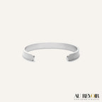 Engravable cuff silver bracelet with custom name 