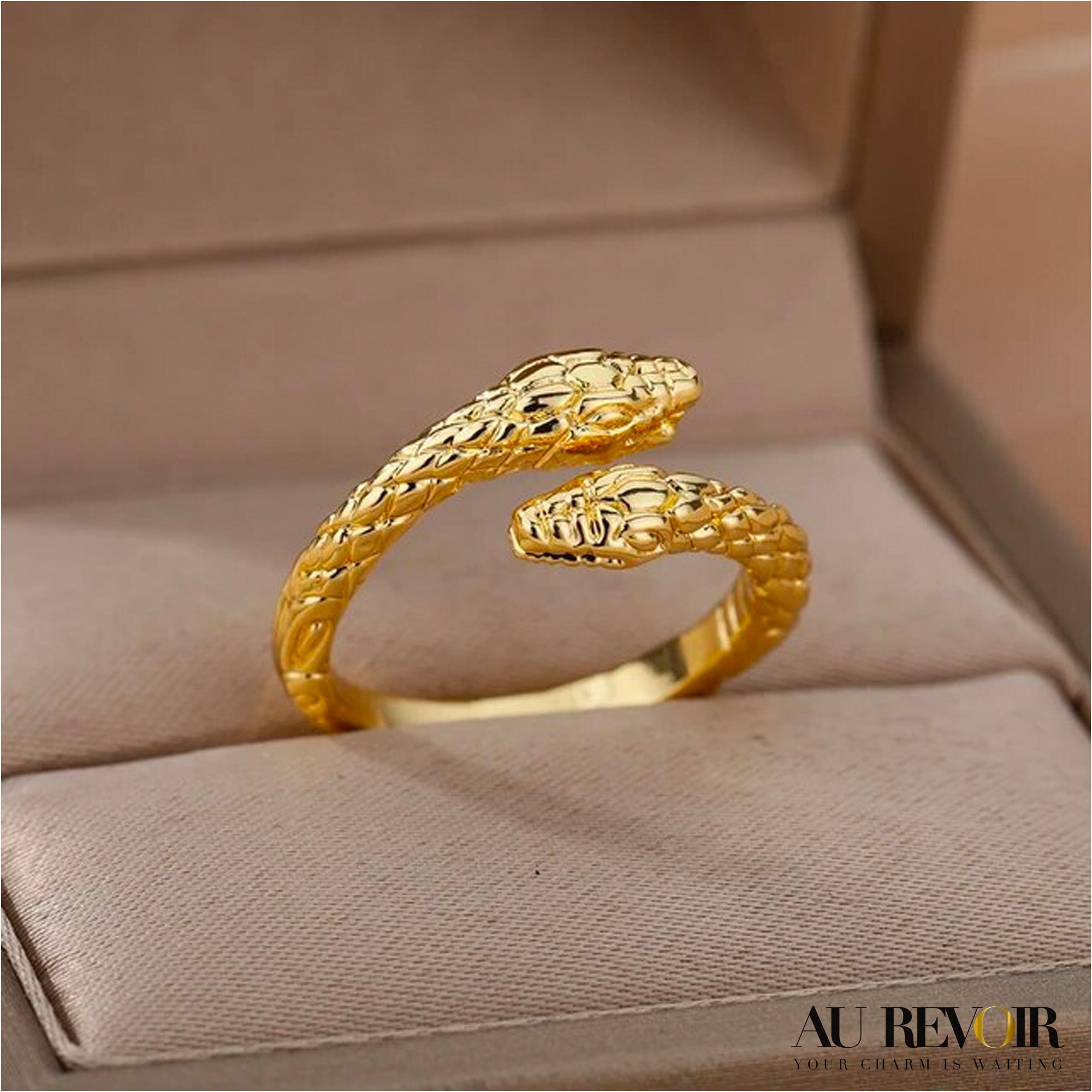Stainless Steel Snake Ring in Yellow or White Color , Snake band ring –  SEVEN50