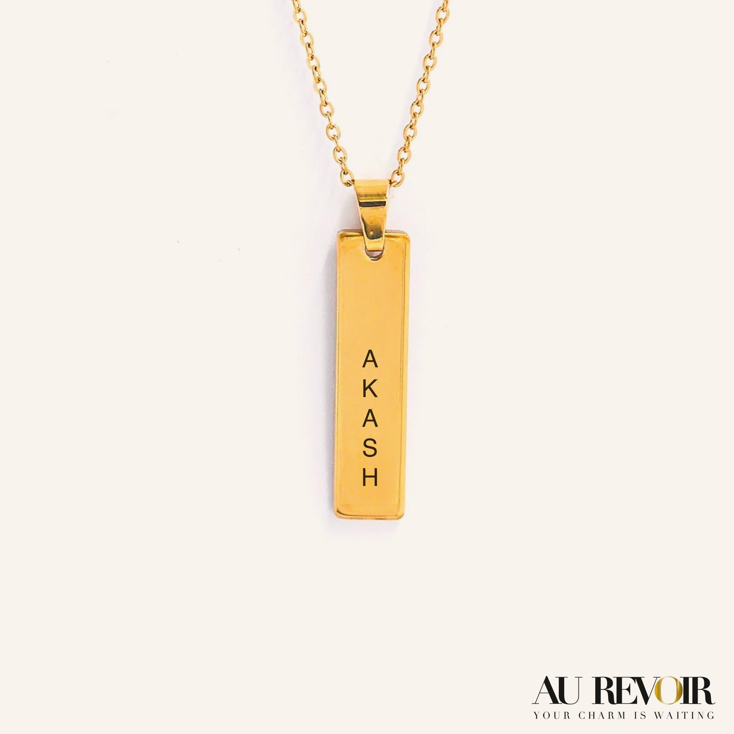 personalised custom engraving on Tile  pendant gold with chain