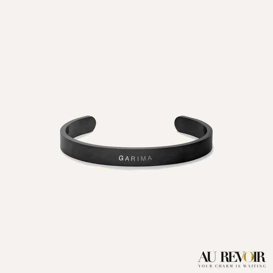 Personalised cuff Bracelet  black custom engraving stainless steel quality 